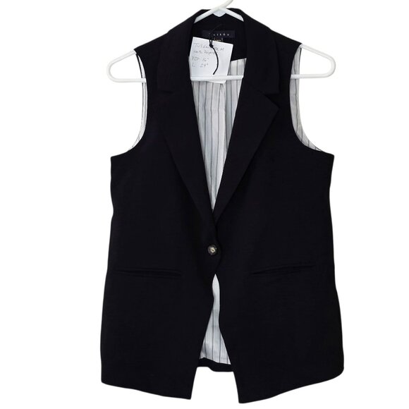 Tulléa Black One Button Collared Vest with Pockets Size Medium - Picture 1 of 7